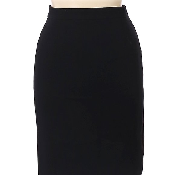 LOUIS FERAUD Black 100% Wool Below-Knee-Length Lined Straight Skirt Size 14 US - Picture 1 of 6